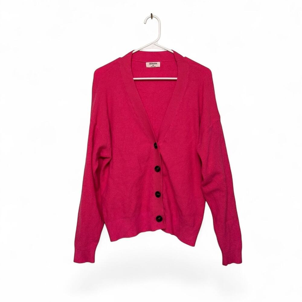 Zenana Outfitters Fuchsia Cardigan Sweater